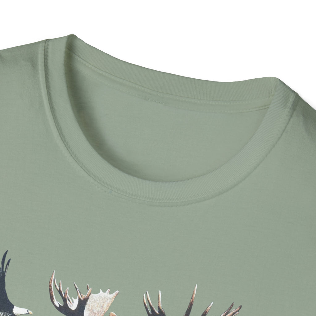 Wildlife Watercolor T-Shirt — Moose, Bear & Eagle Nature Tee