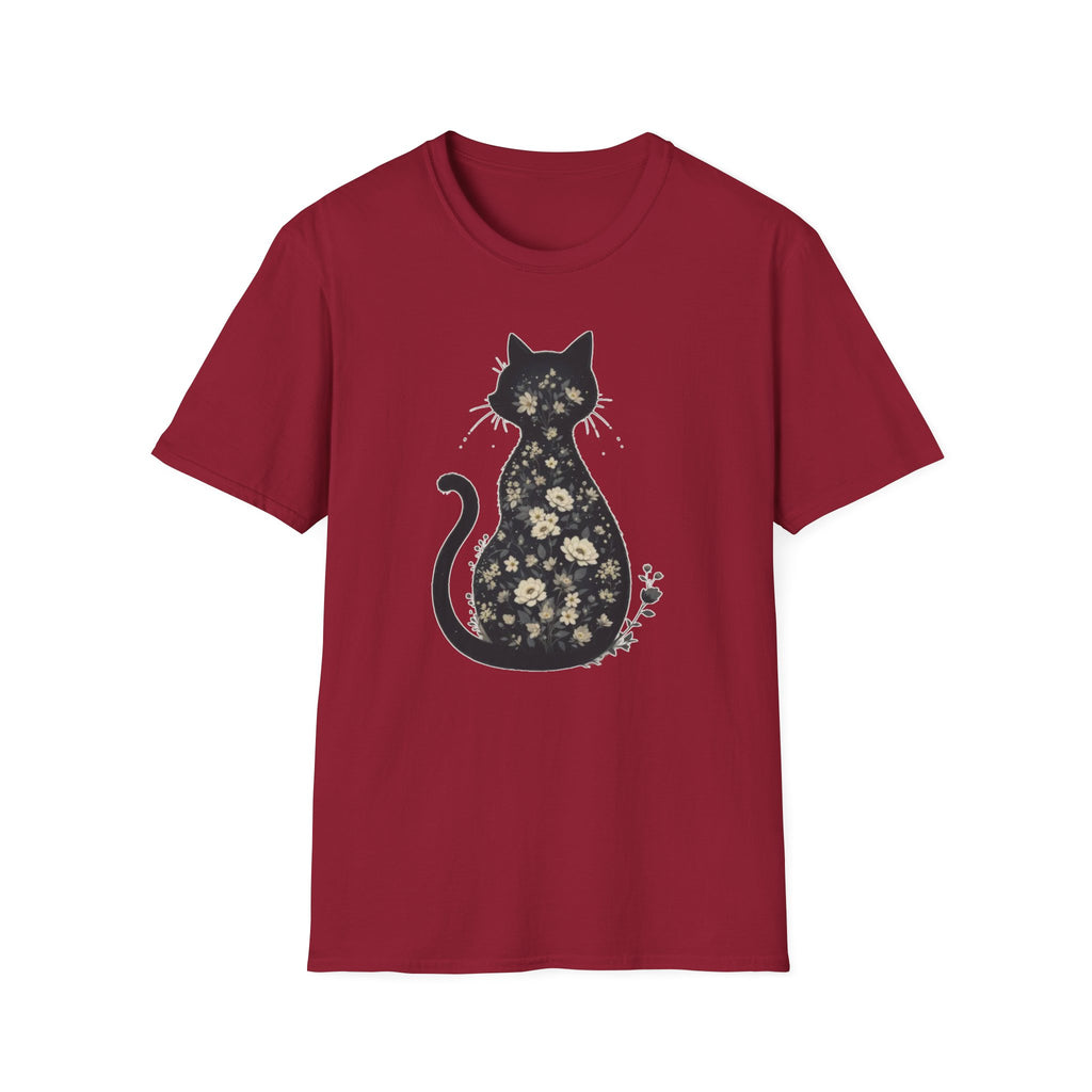 Floral Silhouette Cat T-Shirt