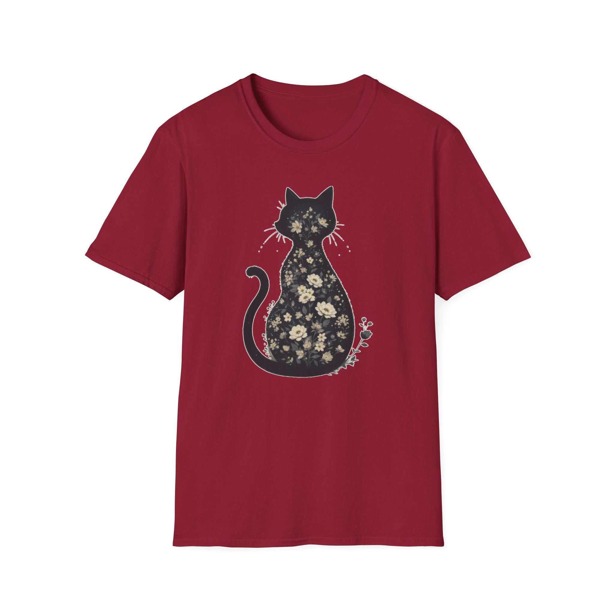Floral Silhouette Cat T-Shirt