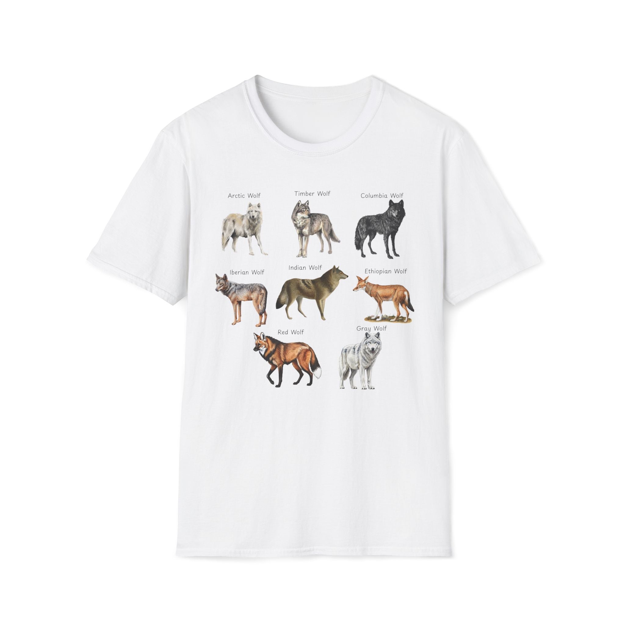 Wolf Species Chart T-Shirt — Illustrated Wolves Guide Tee