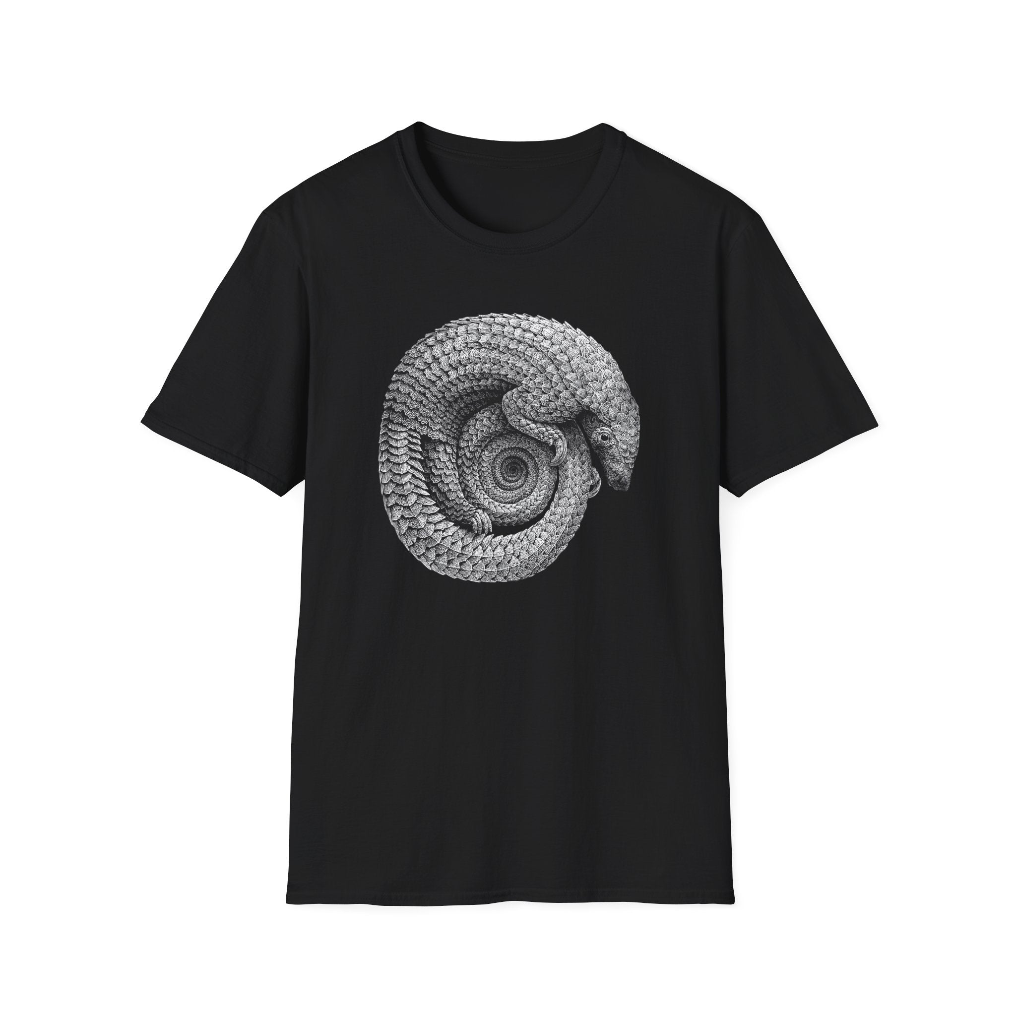 Armadillo Spiral Graphic T-Shirt — Vintage Nature Illustration Tee