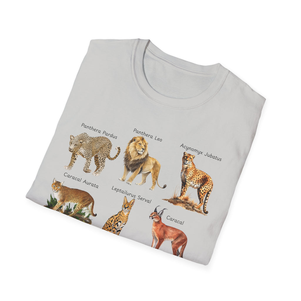 Big Cats Chart T-Shirt — Vintage Illustrated Wild Cat Identification Tee