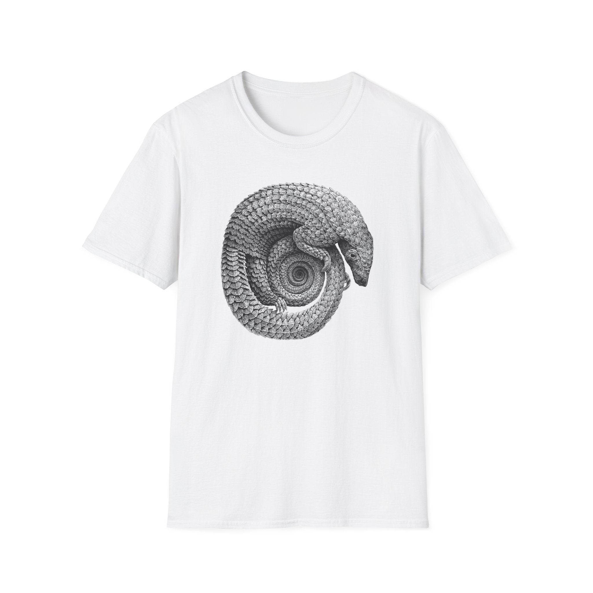 Armadillo Spiral Graphic T-Shirt — Vintage Nature Illustration Tee