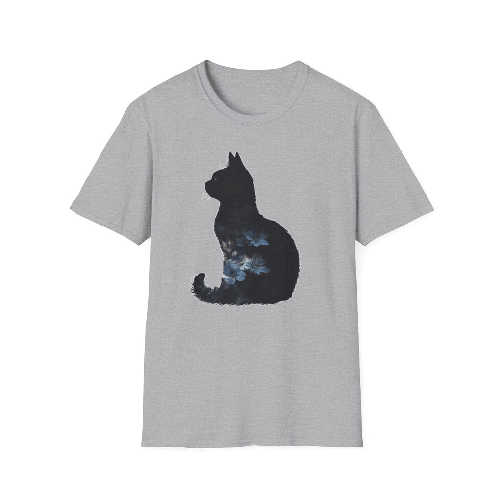 Galaxy Cat T-Shirt — Night Sky Silhouette Tee for Cat Lovers