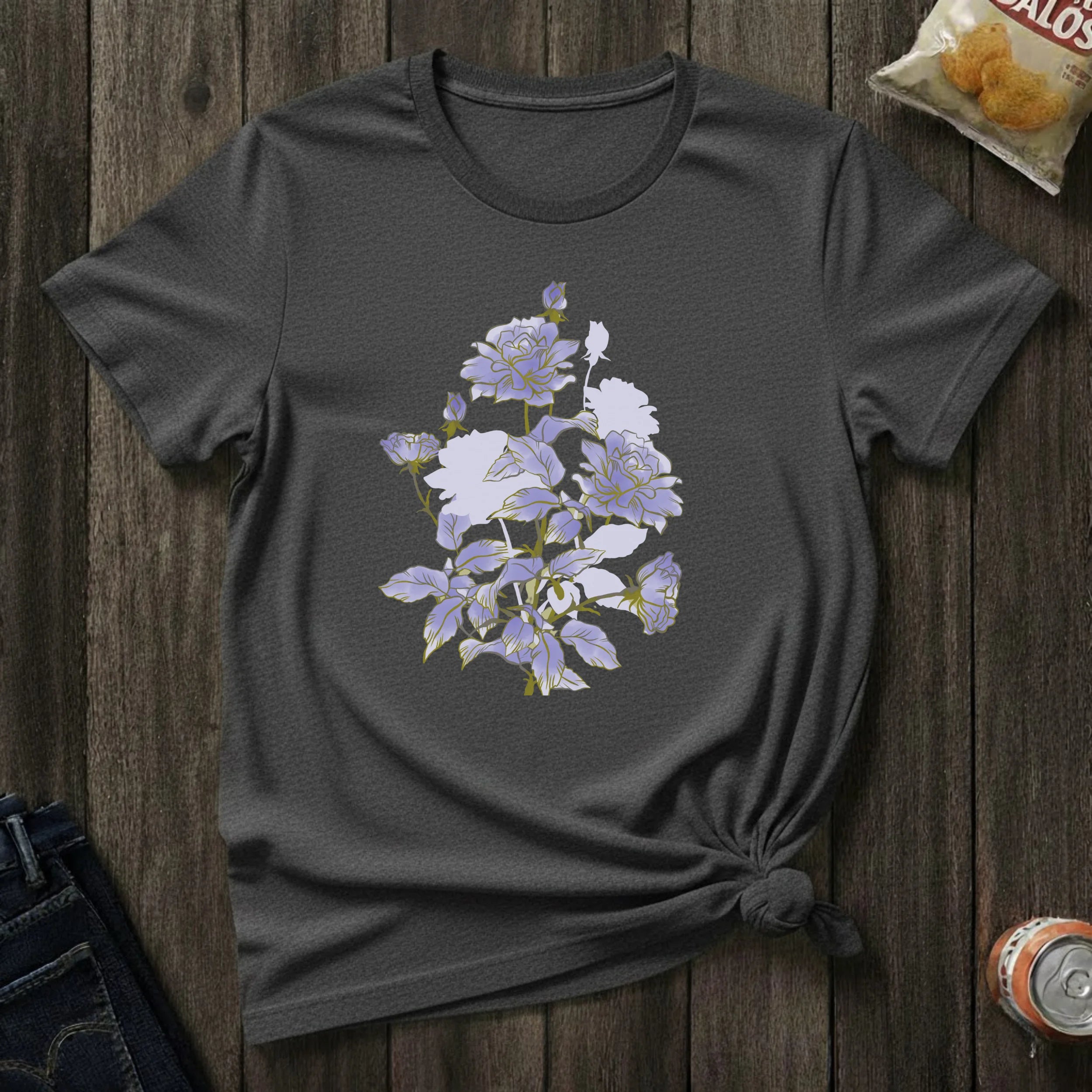 Floral Roses T-Shirt — Lavender Rose Garden Graphic Tee