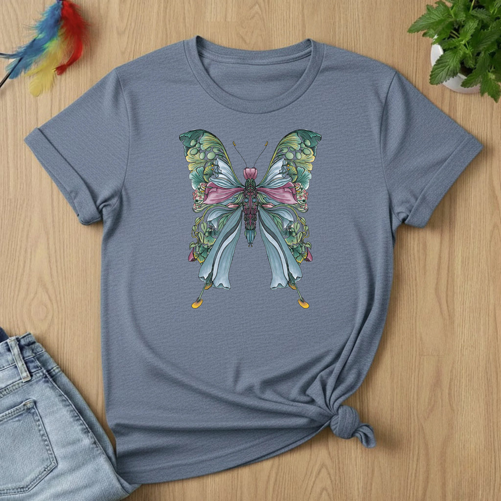 Botanical Butterfly T-Shirt — Watercolor Floral Wings Tee