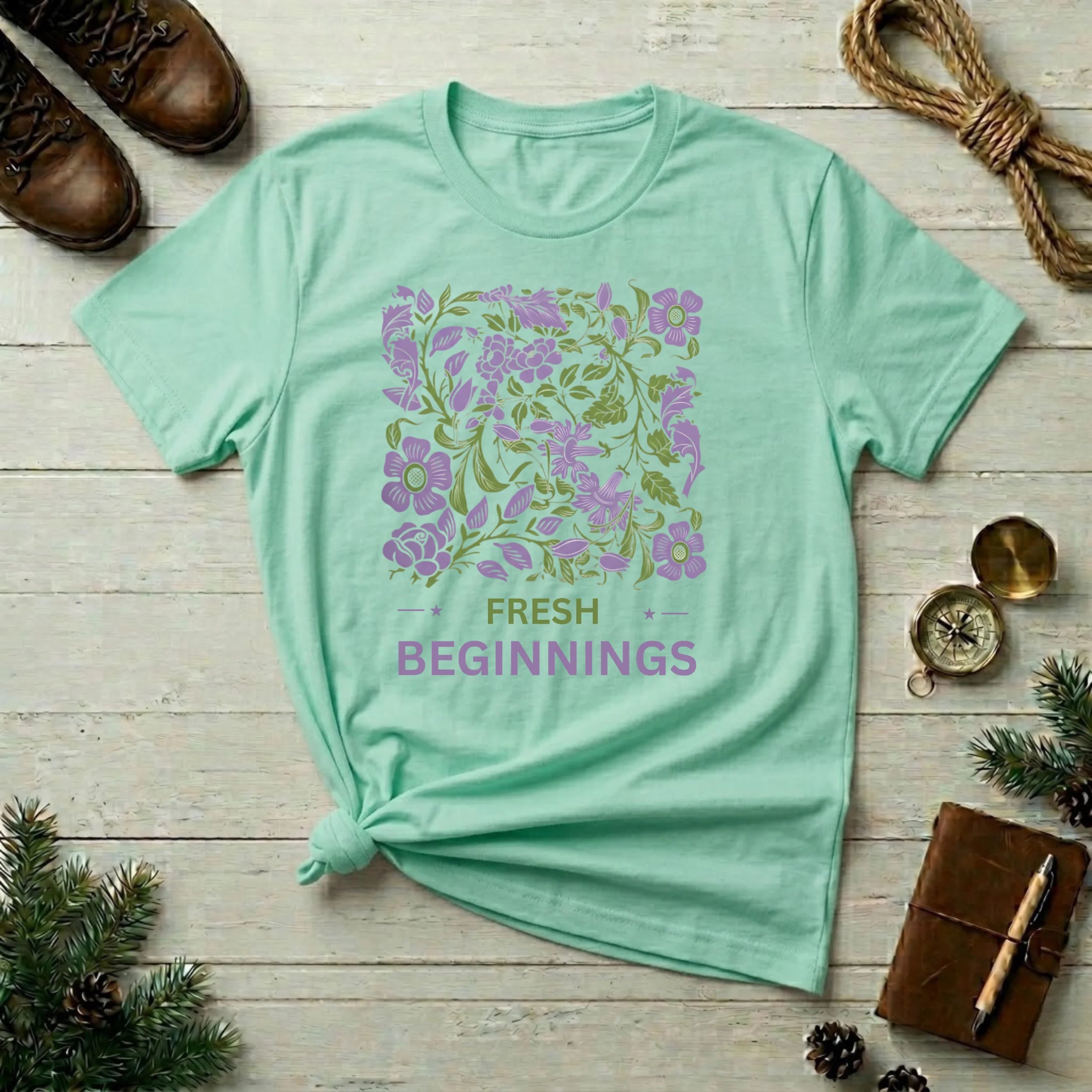 Fresh Beginnings Floral T-Shirt — Purple Botanical Spring Tee