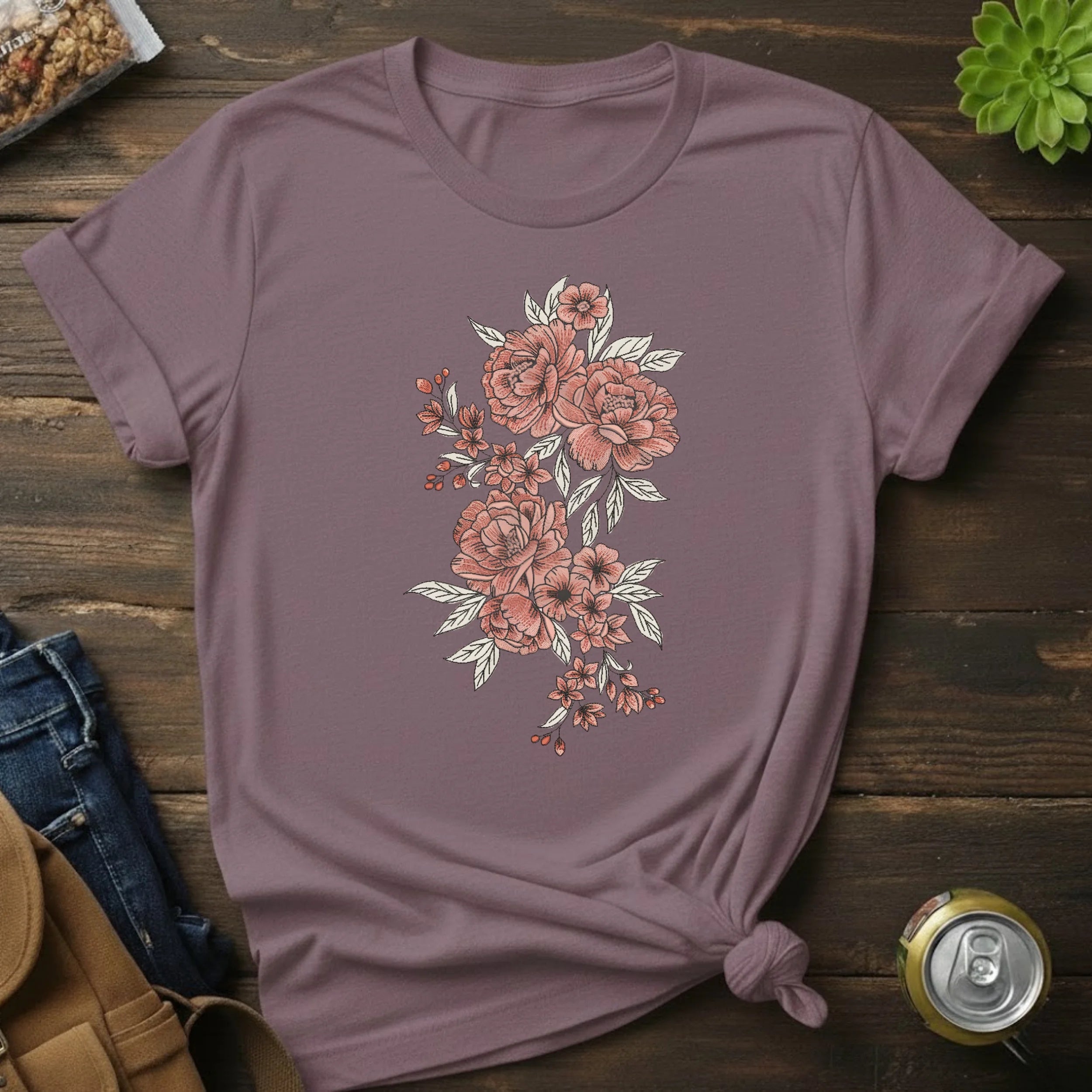Floral Rose Bouquet T-Shirt — Vintage Botanical Graphic Tee