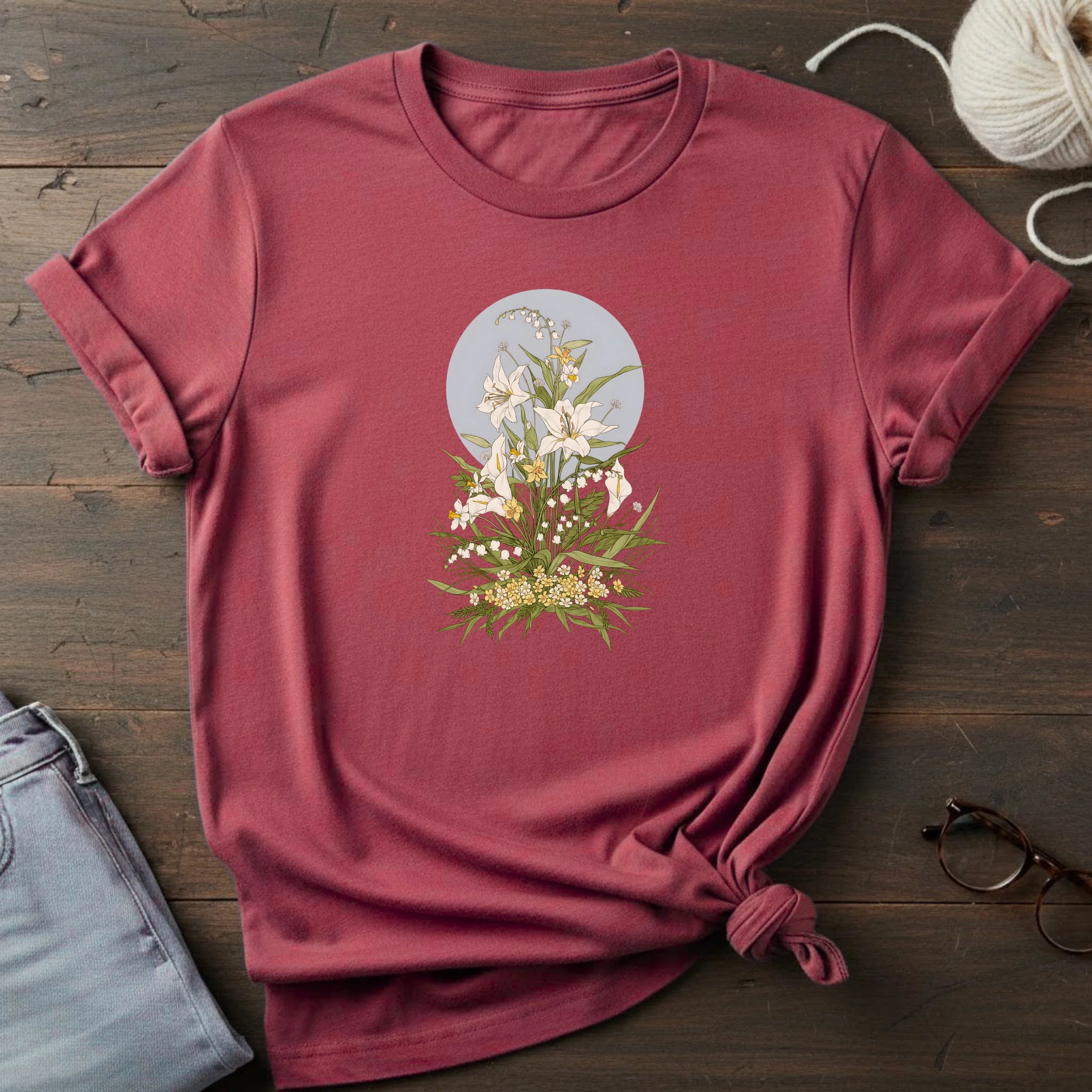 Floral Lily Bouquet T-Shirt — Vintage Botanical Graphic Tee