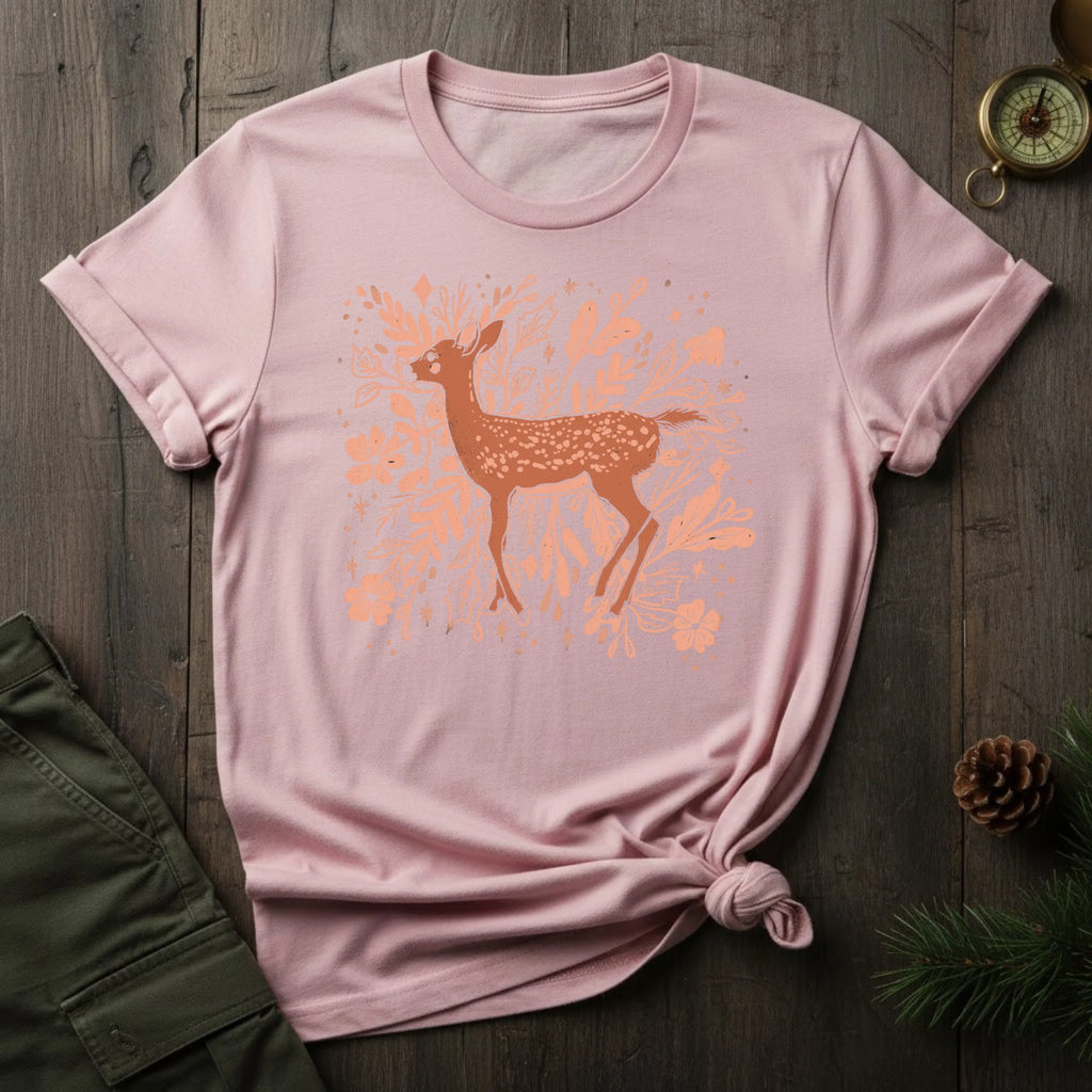 Floral Deer T‑Shirt — Rustic Botanical Deer Graphic Tee