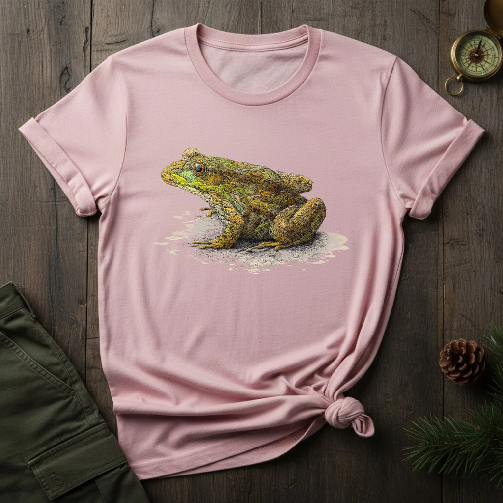 Frog Art T-Shirt — Realistic Green Frog Illustration Tee