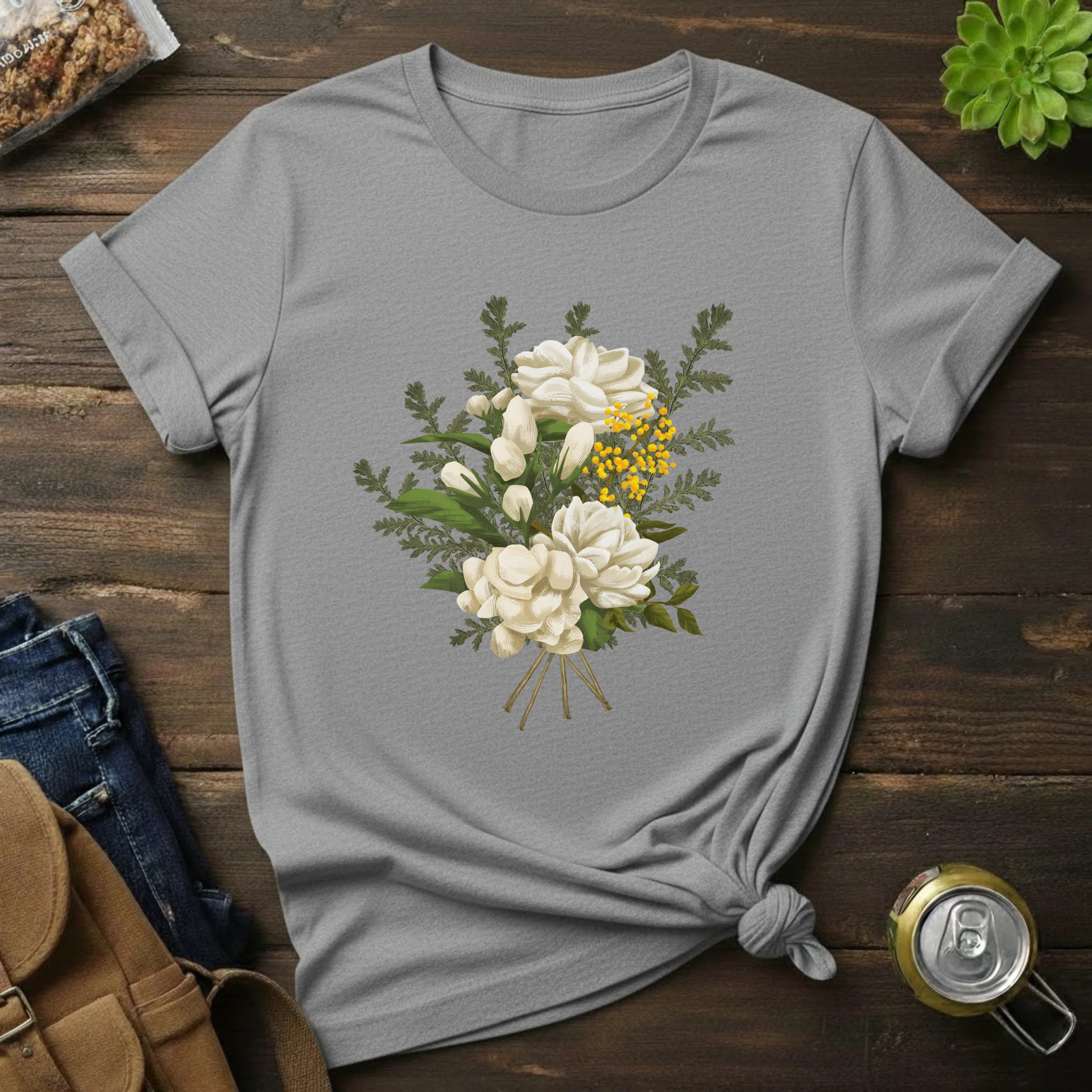 Floral Bouquet T-Shirt — Vintage White Garden Flowers Tee