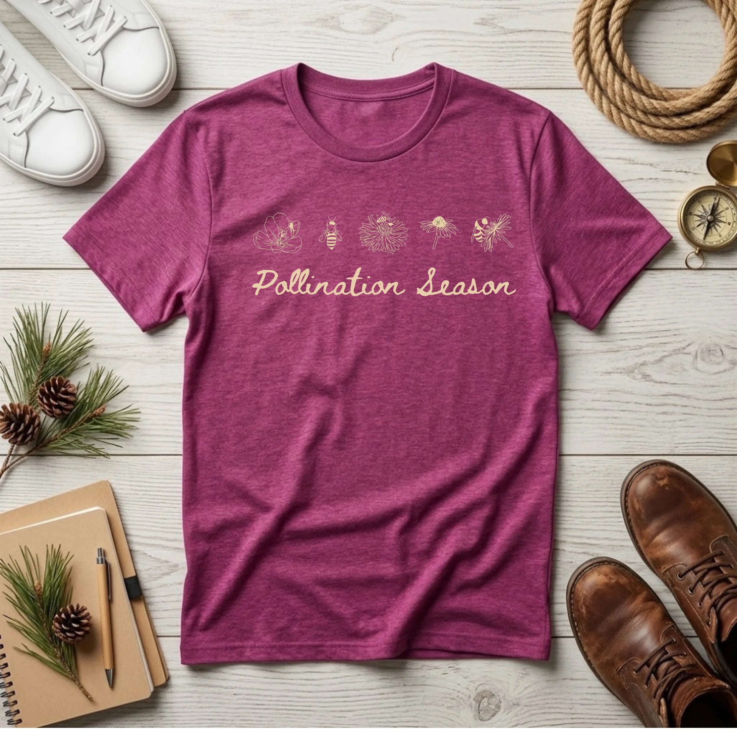 Pollination Season T-Shirt — Floral Bee Garden Tee