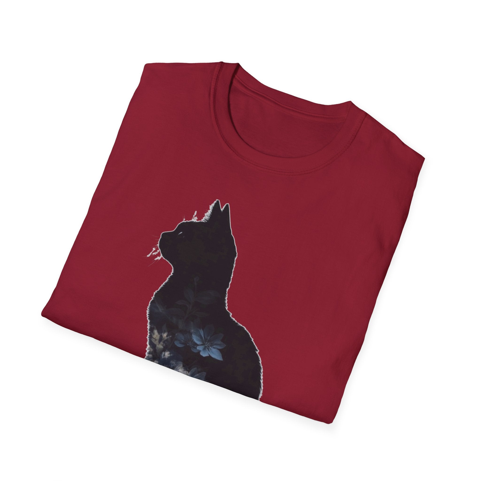 Galaxy Cat T-Shirt — Night Sky Silhouette Tee for Cat Lovers