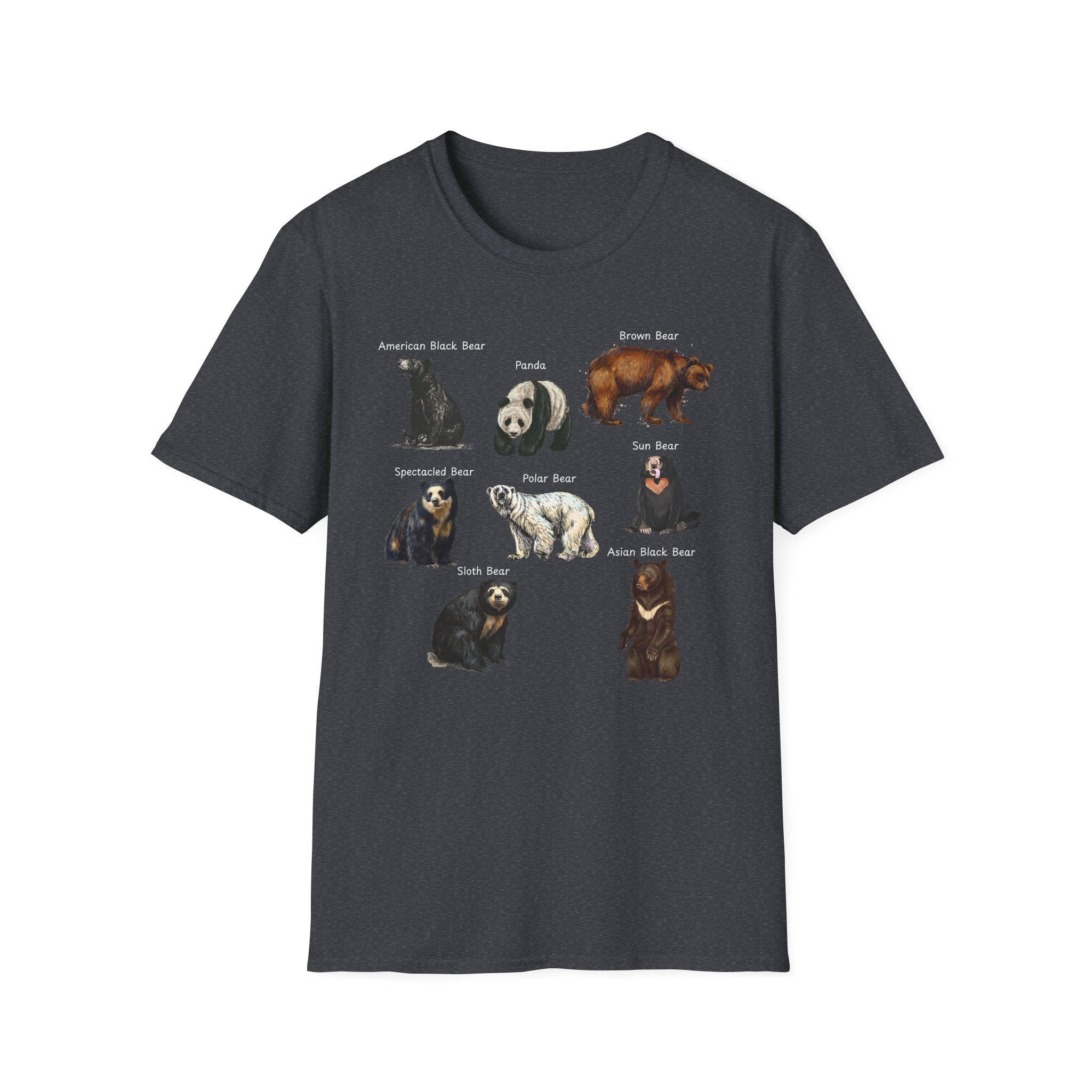 Bear Species Graphic T-Shirt — Vintage Illustrated Bear Types Tee