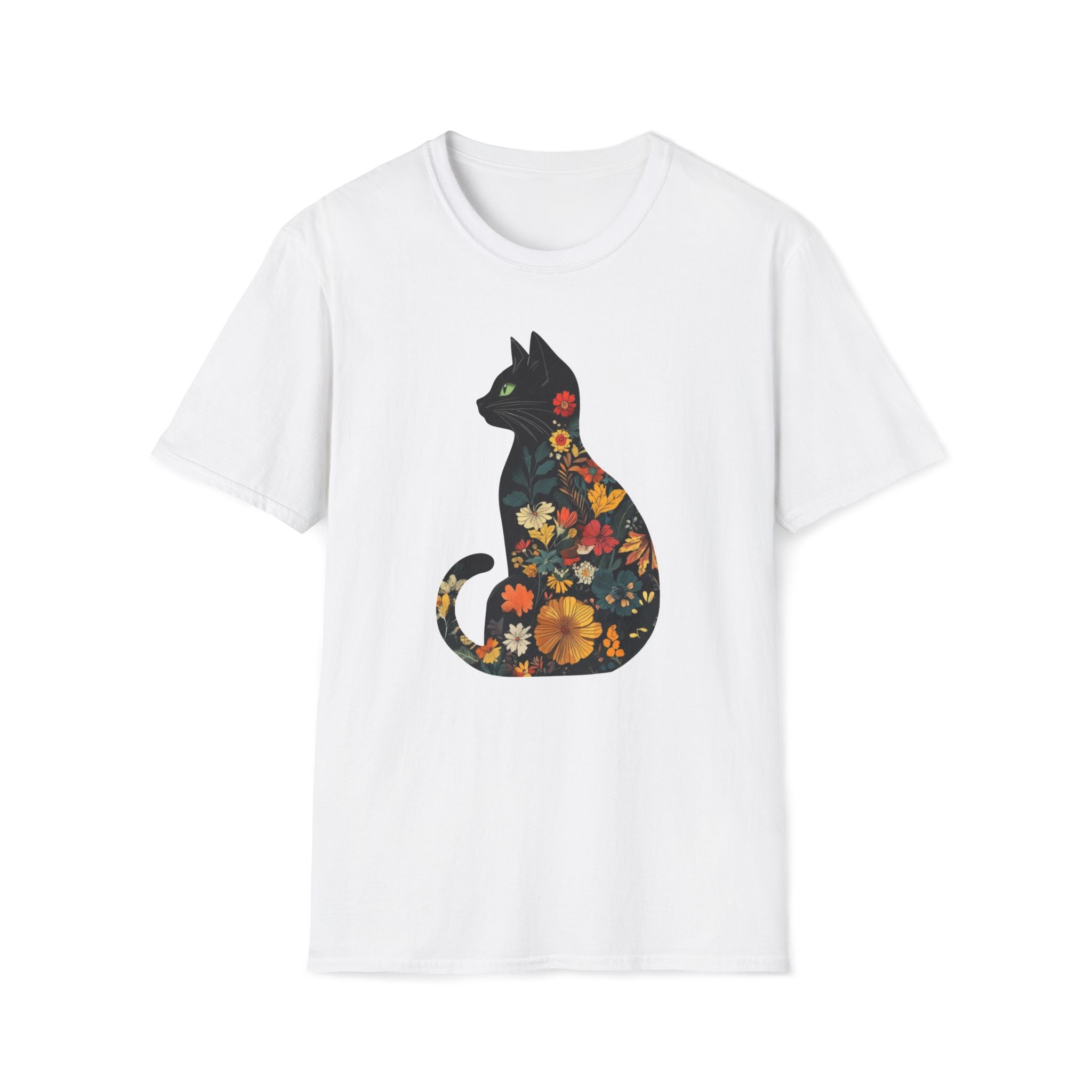 Floral Cat Silhouette T-Shirt