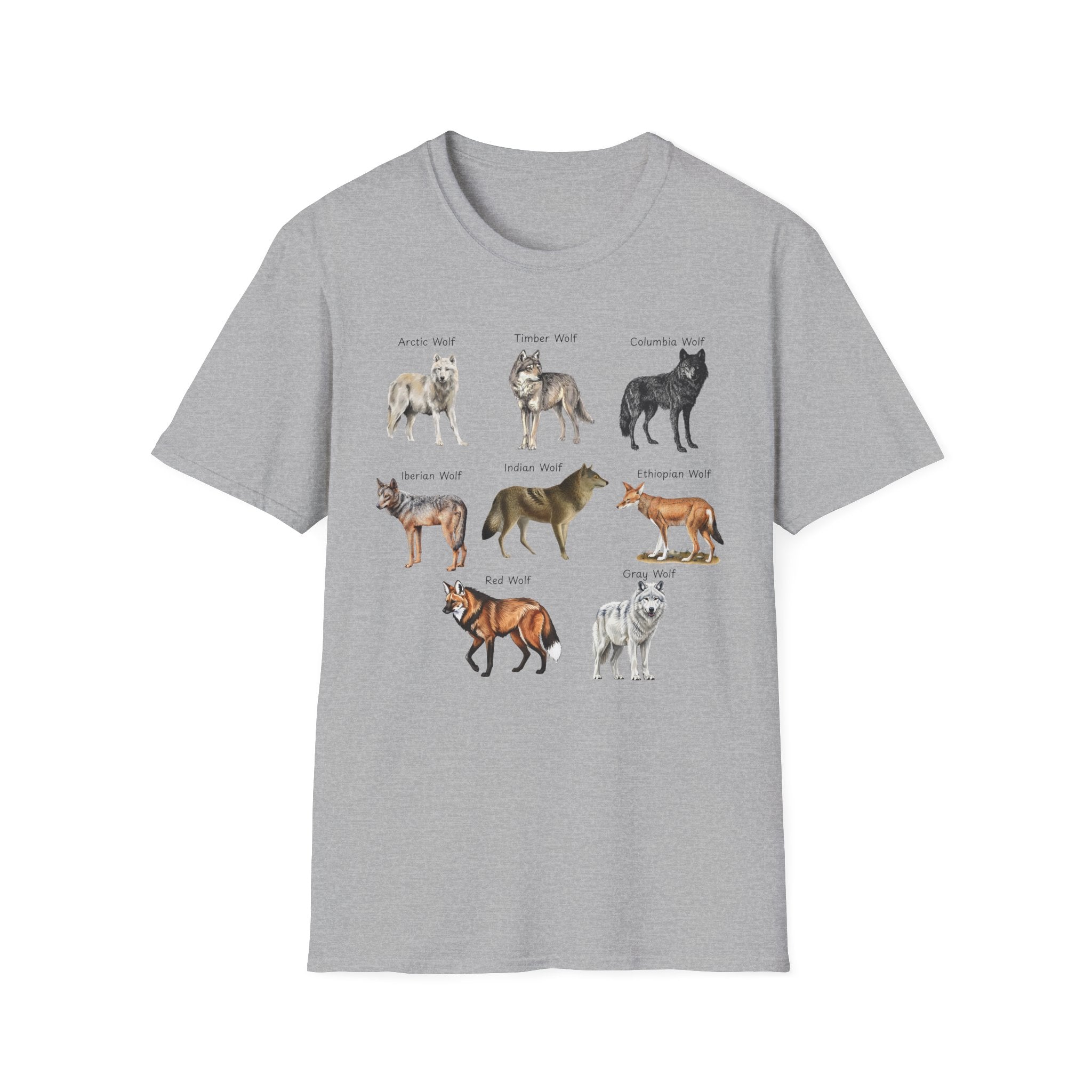 Wolf Species Chart T-Shirt — Illustrated Wolves Guide Tee