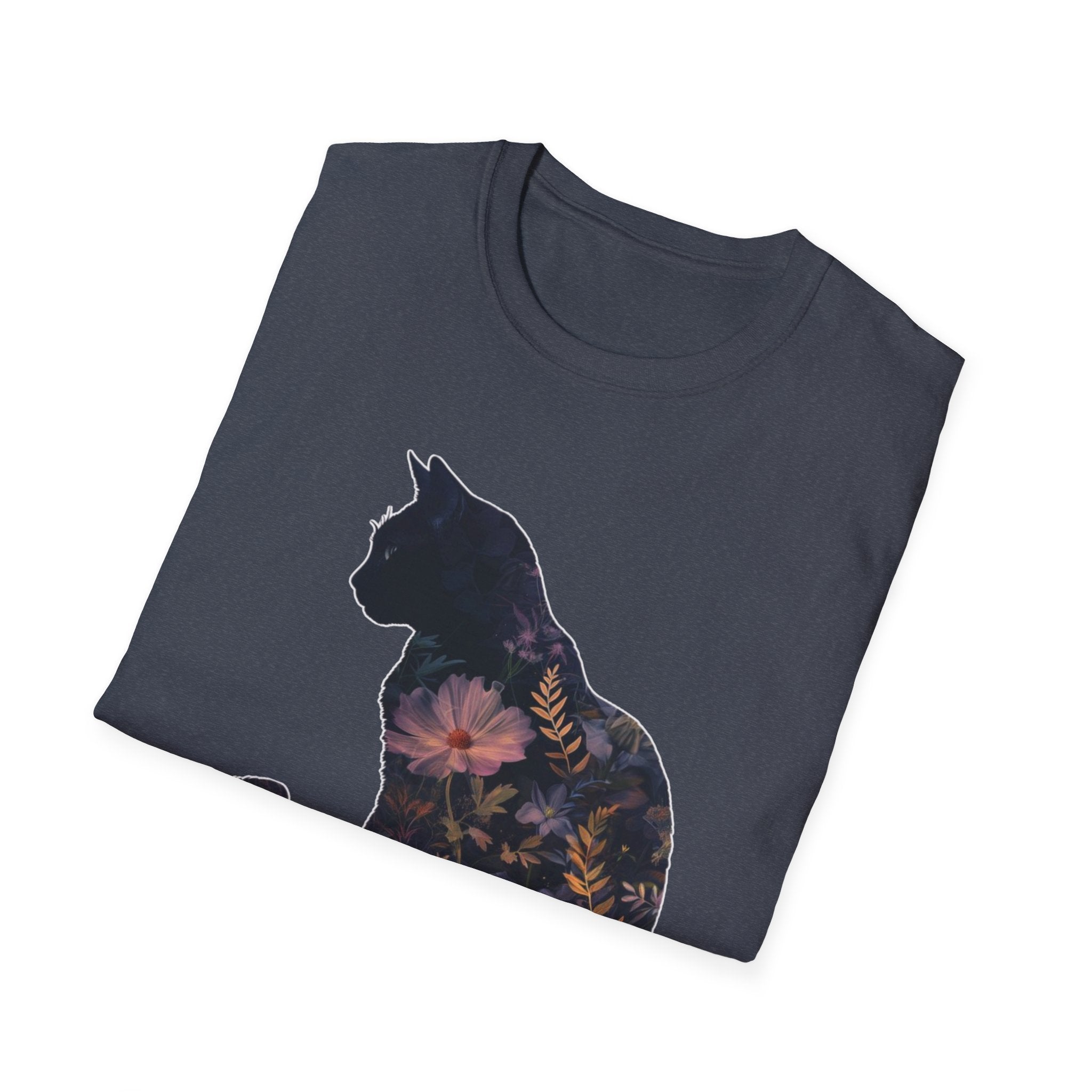 Floral Cat Silhouette T-Shirt