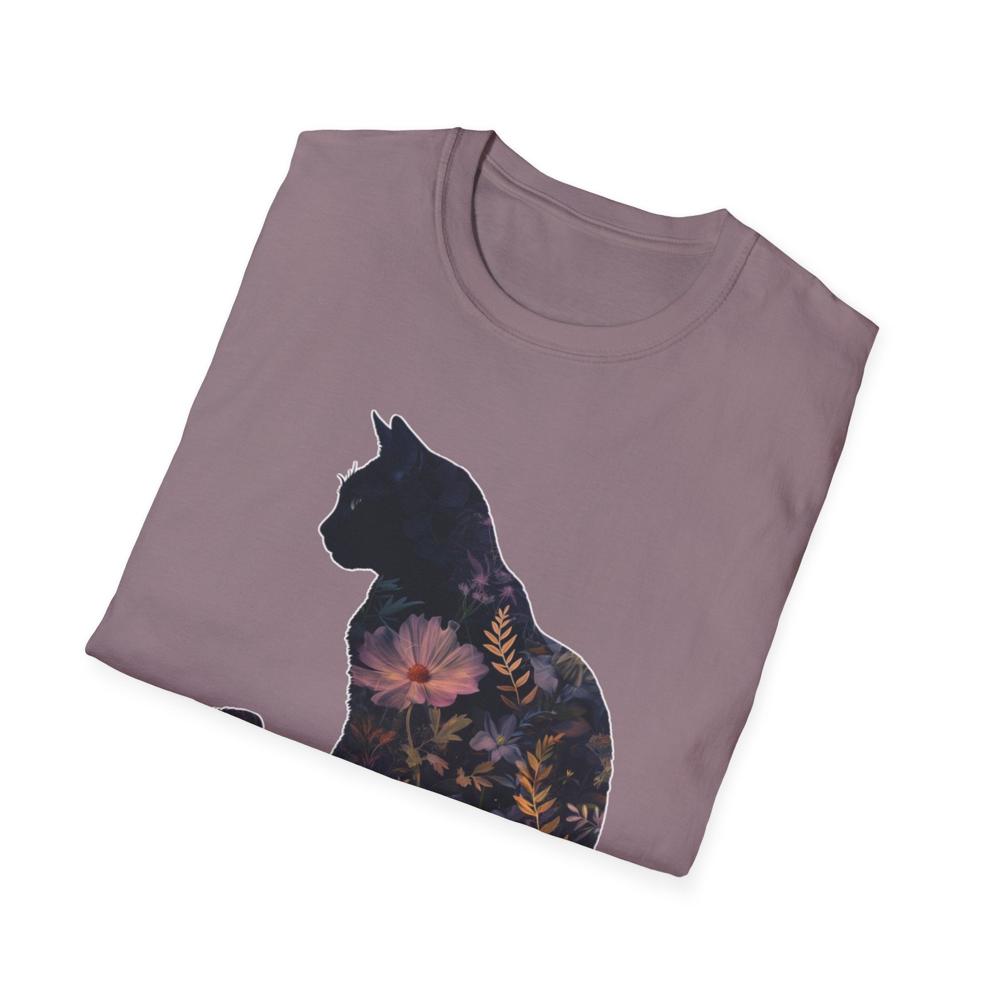 Floral Cat Silhouette T-Shirt