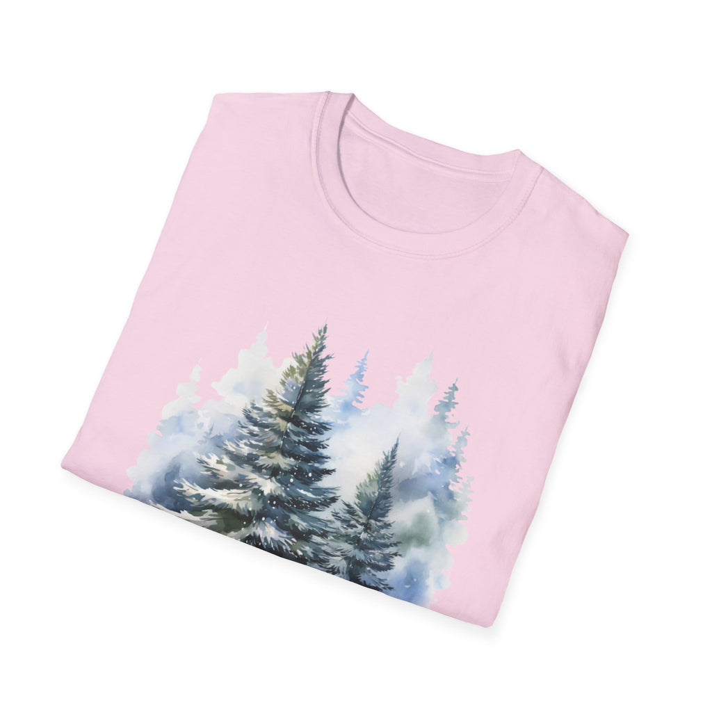 Winter Pine Trees T-Shirt — Watercolor Forest Holiday Tee