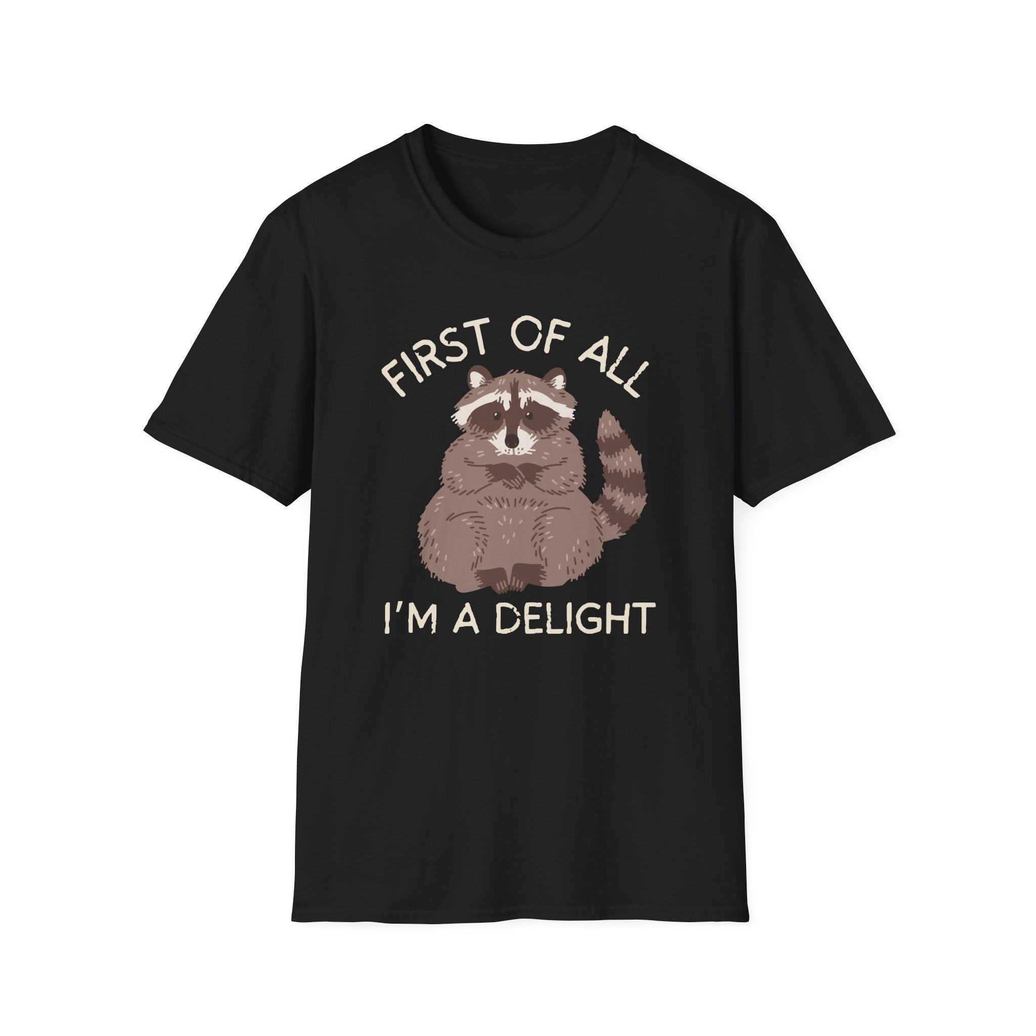 Raccoon 'First of All I'm a Delight' Cute Graphic T-Shirt