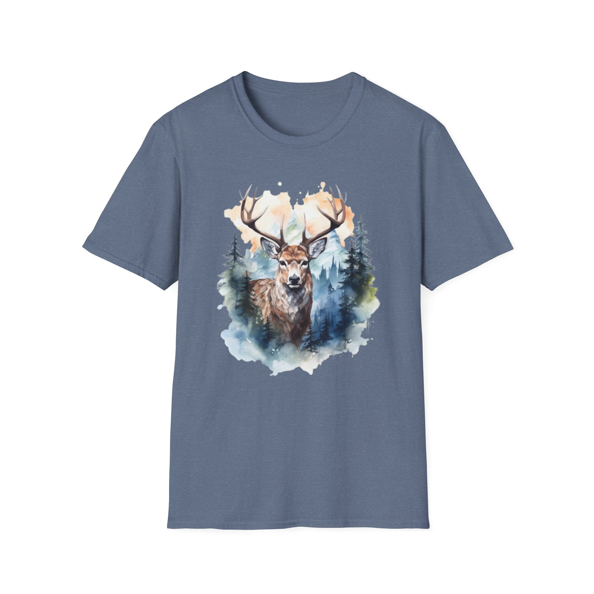 Deer Forest Watercolor T-Shirt — Majestic Stag Woodland Graphic Tee