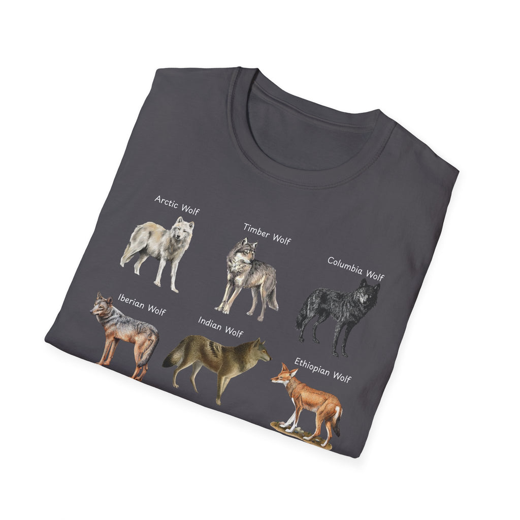 Wolf Species Chart T-Shirt — Illustrated Wolves Guide Tee