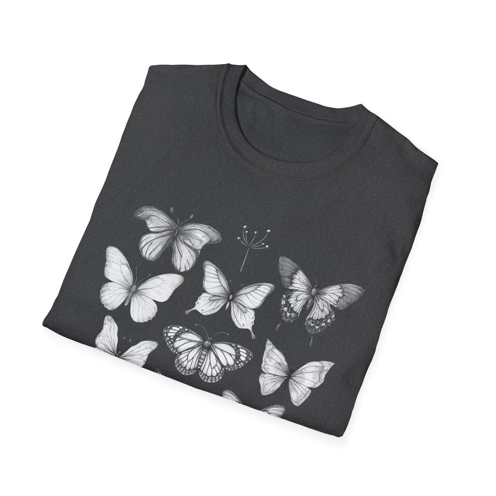 Butterfly Sketch Grid T-Shirt — Vintage Botanical Insect Tee