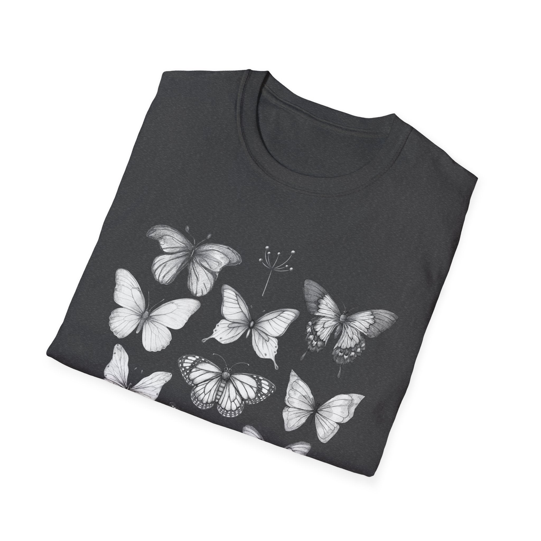 Butterfly Sketch Grid T-Shirt — Vintage Botanical Insect Tee