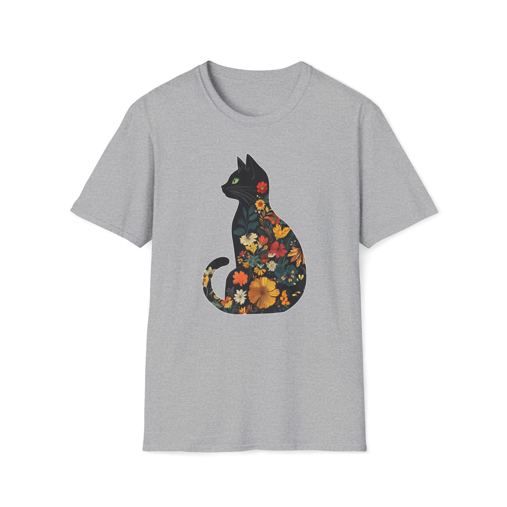 Floral Cat Silhouette T-Shirt