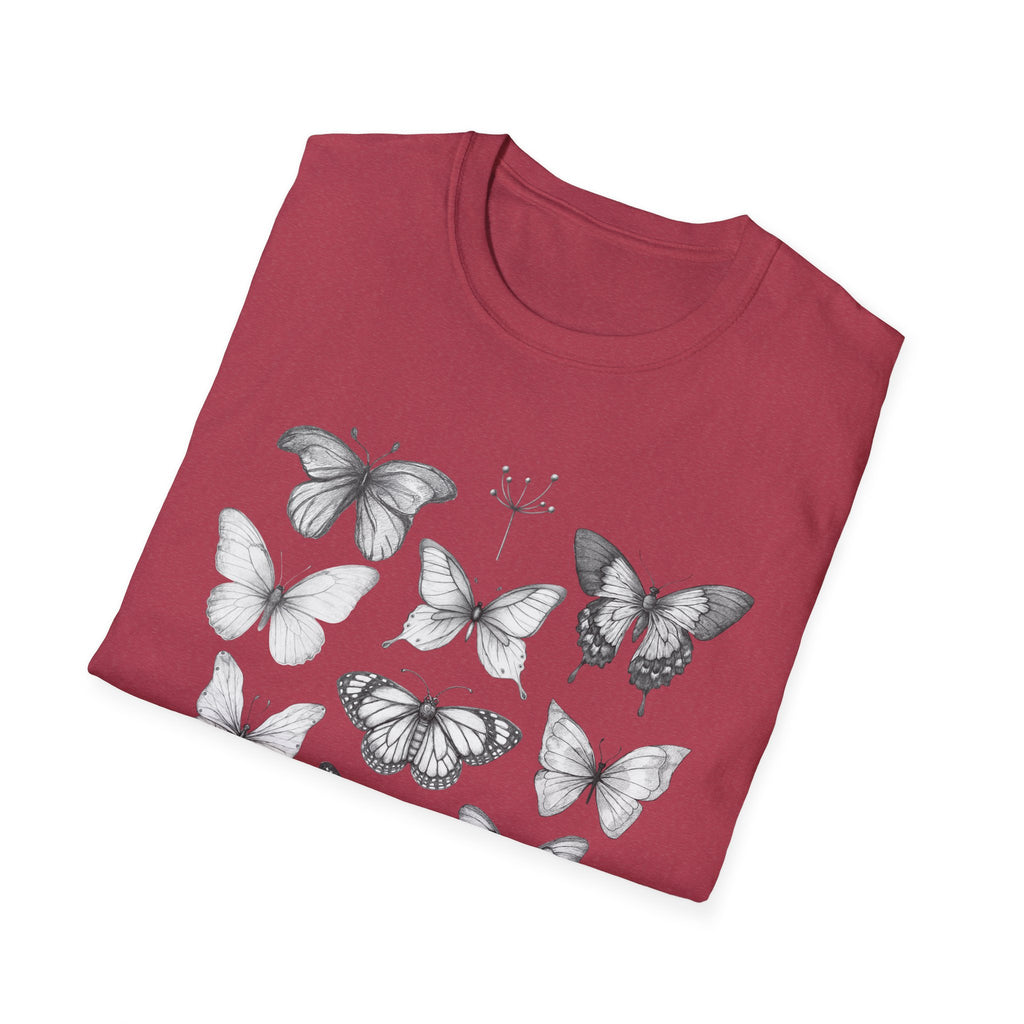 Butterfly Sketch Grid T-Shirt — Vintage Botanical Insect Tee