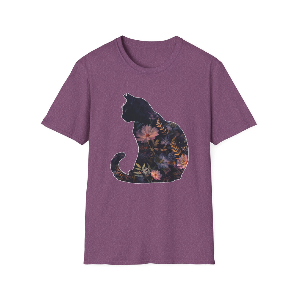Floral Cat Silhouette T-Shirt