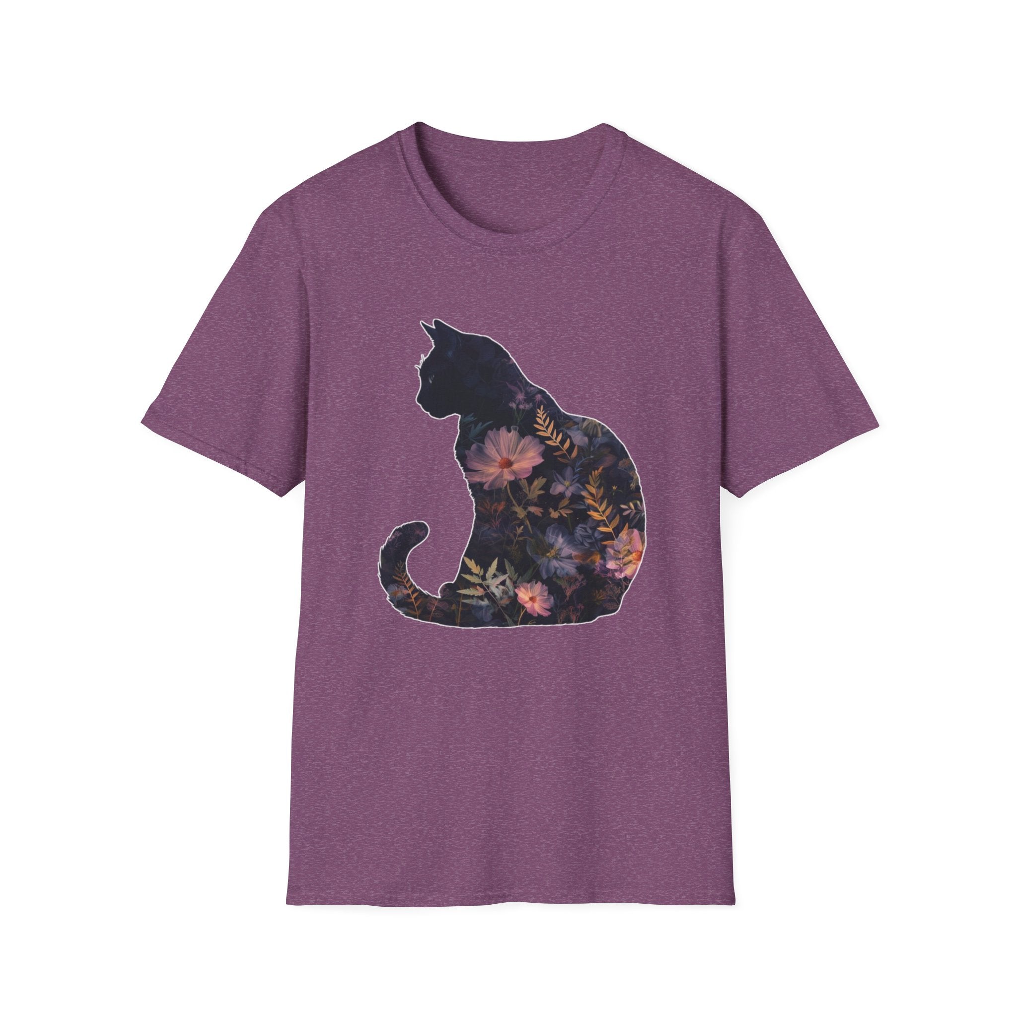 Floral Cat Silhouette T-Shirt