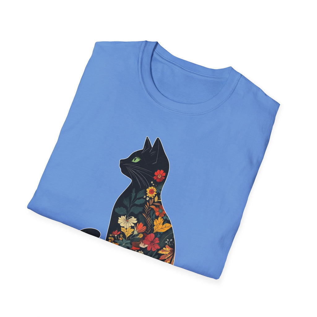 Floral Cat Silhouette T-Shirt