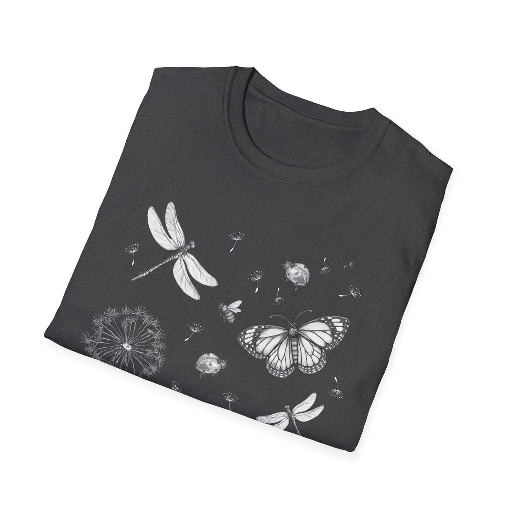 Butterfly & Dandelion Tee — Delicate Botanical Nature T-Shirt