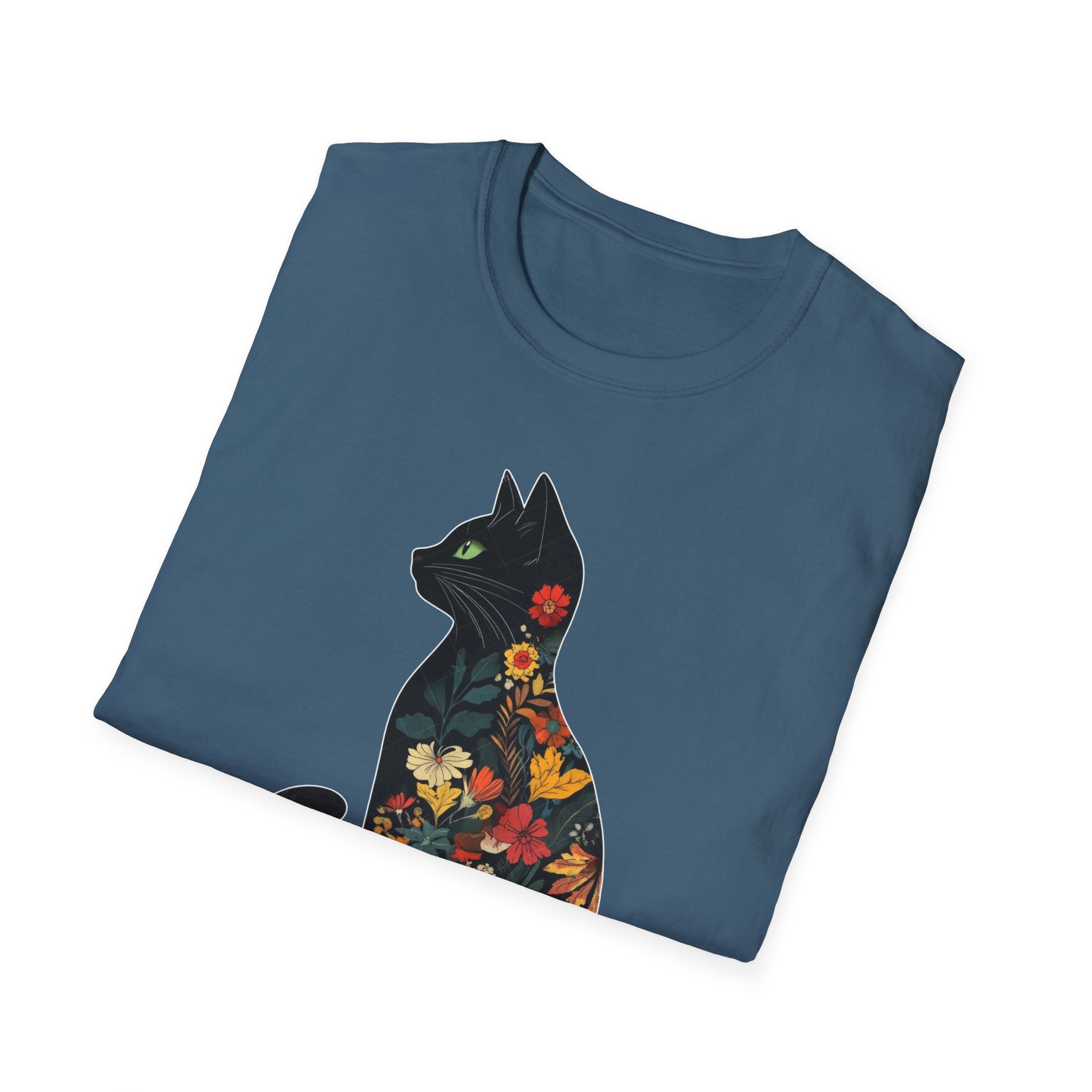 Floral Cat Silhouette T-Shirt