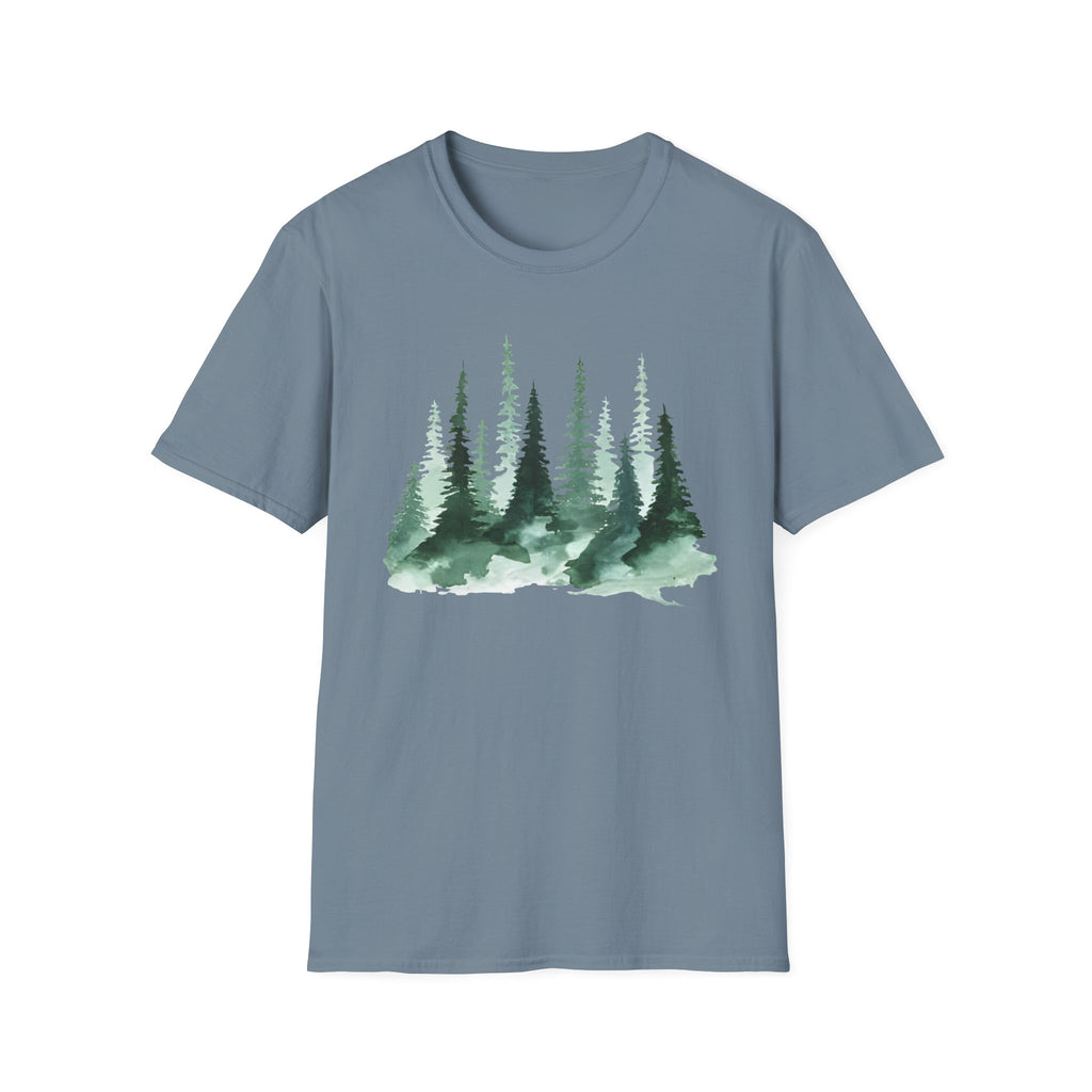 Forest Watercolor T-Shirt — Green Pine Tree Nature Tee