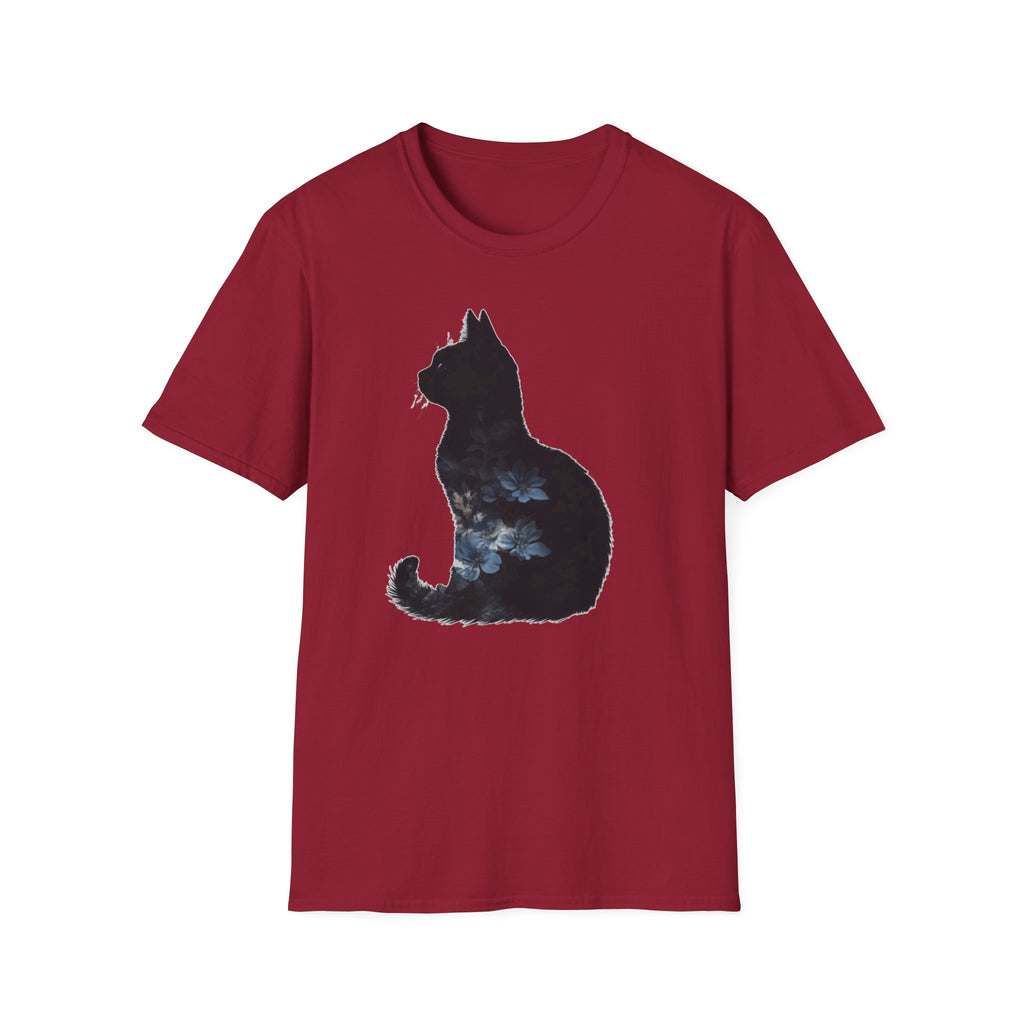 Galaxy Cat T-Shirt — Night Sky Silhouette Tee for Cat Lovers