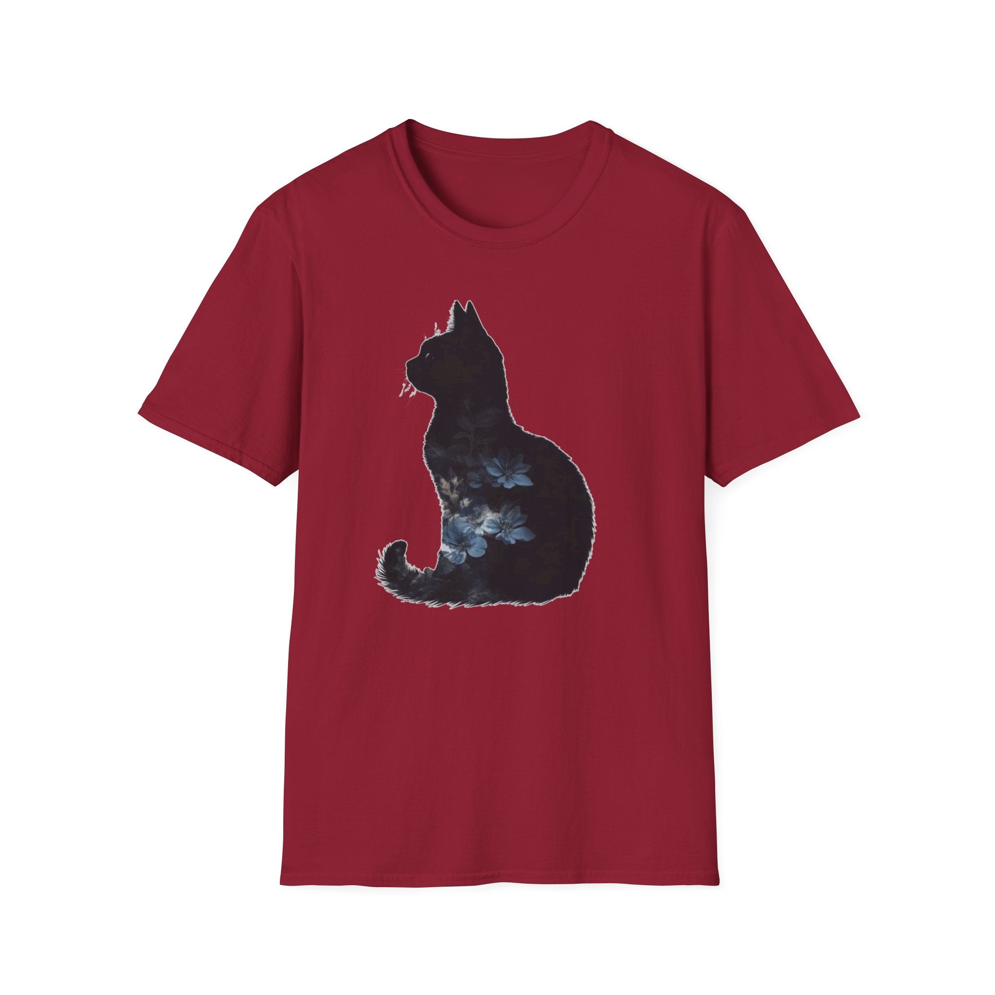 Galaxy Cat T-Shirt — Night Sky Silhouette Tee for Cat Lovers