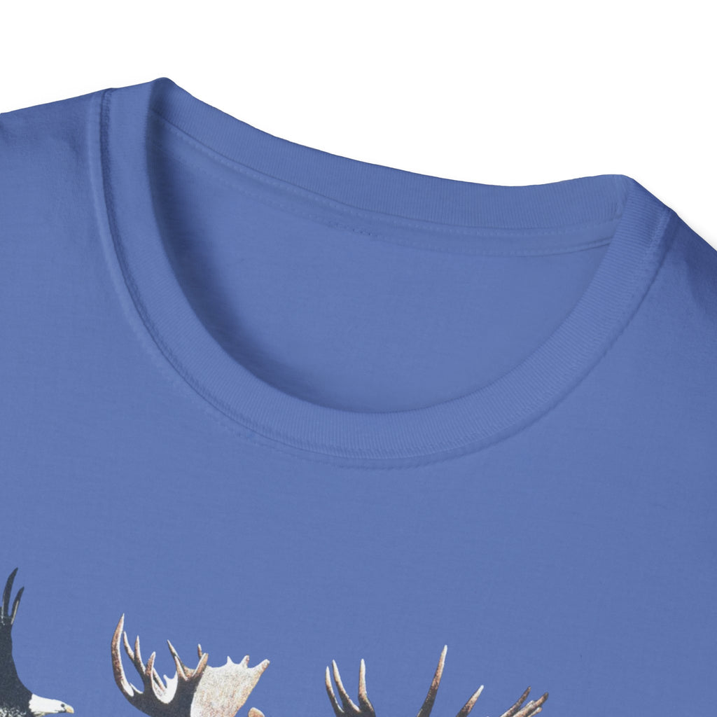 Wildlife Watercolor T-Shirt — Moose, Bear & Eagle Nature Tee
