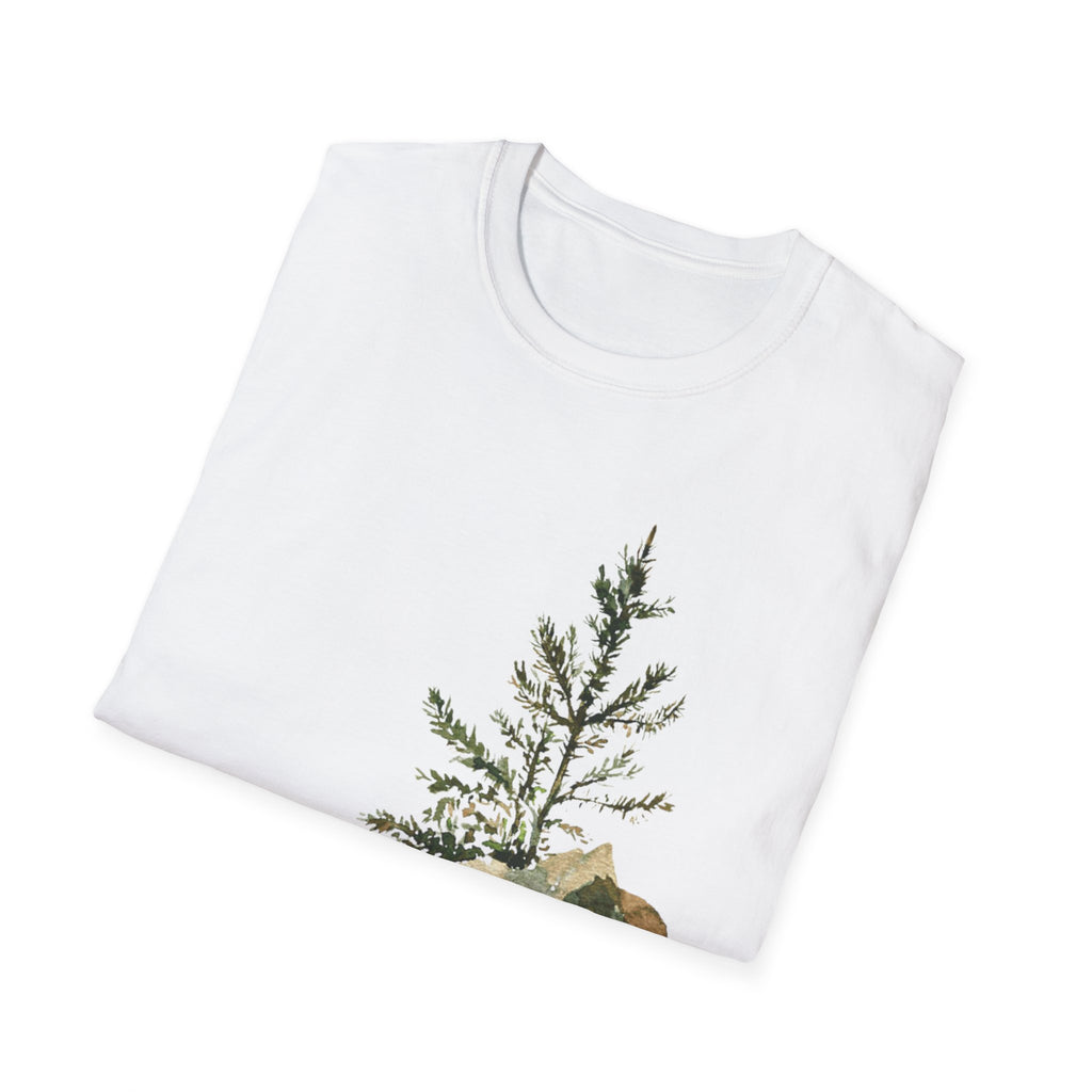 Nature Mountain T-Shirt — Watercolor Pine Tree Landscape