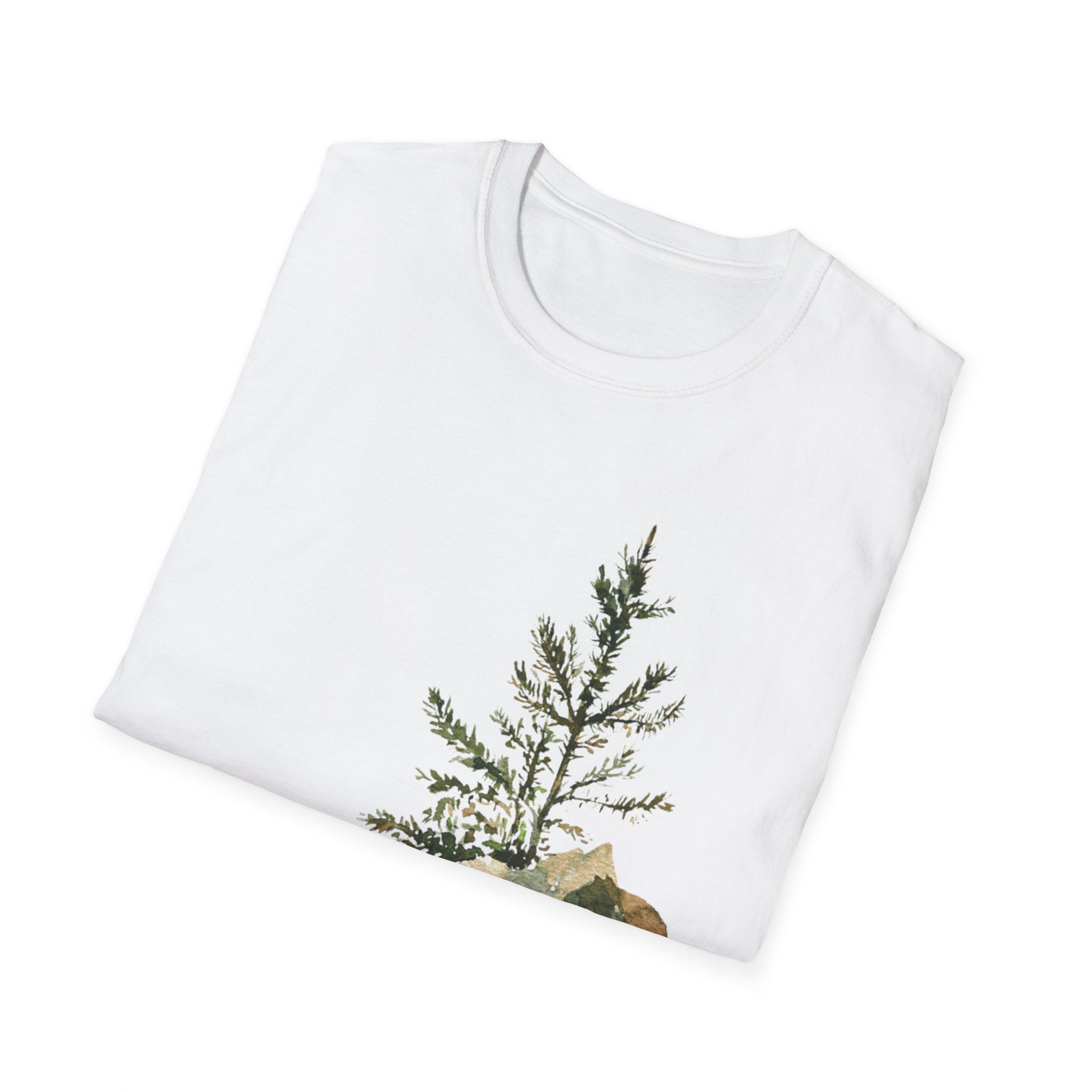 Nature Mountain T-Shirt — Watercolor Pine Tree Landscape