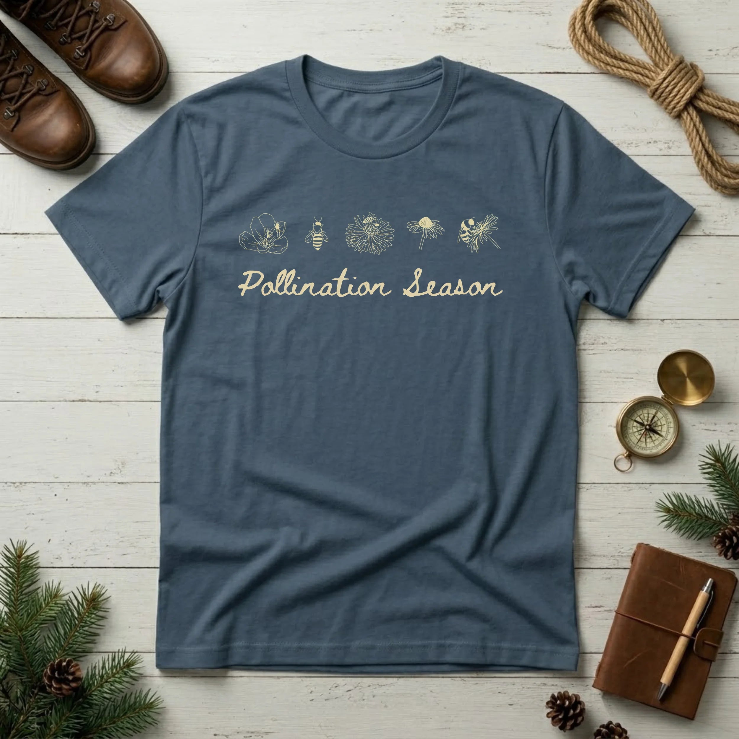 Pollination Season T-Shirt — Floral Bee Garden Tee