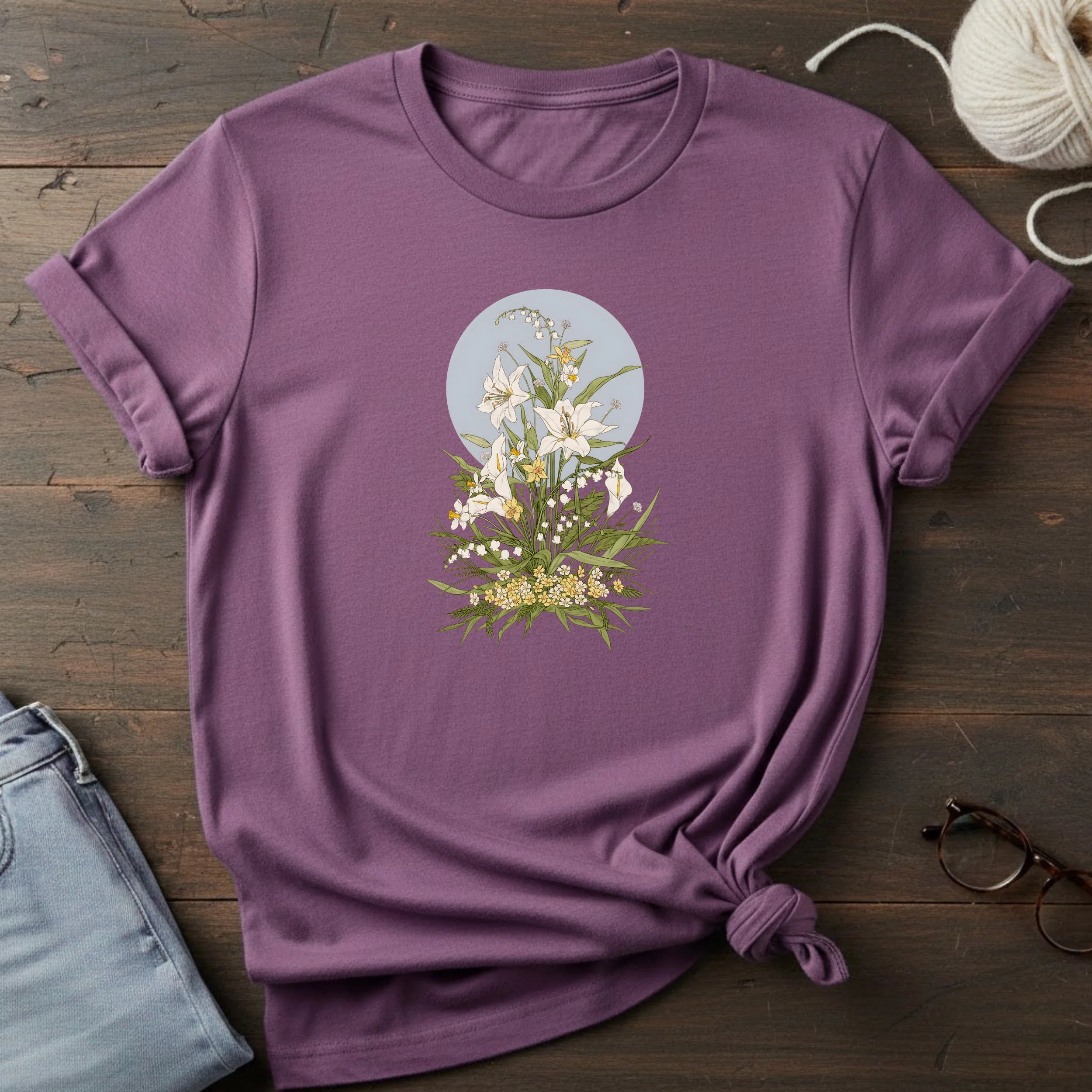 Floral Lily Bouquet T-Shirt — Vintage Botanical Graphic Tee