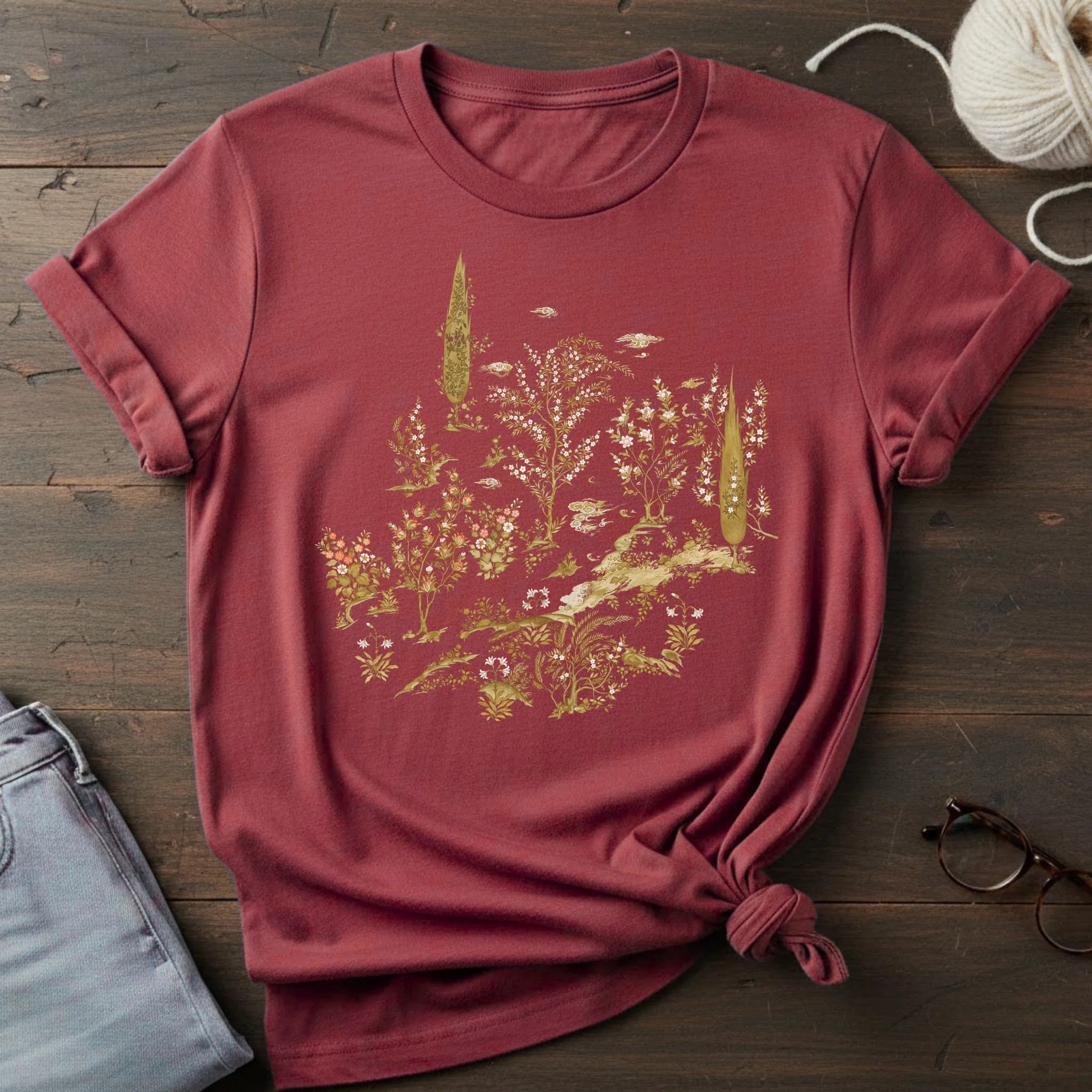 Floral Countryside T-Shirt — Vintage Botanical Garden Design