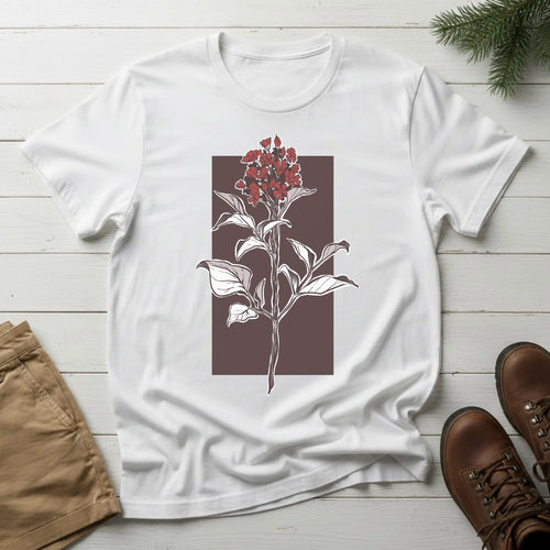 Botanical Floral T‑Shirt — Vintage Red Canna Lily Graphic